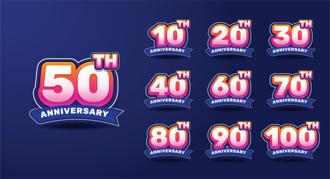 Anniversary celebration set design with gradient - Powered by Adobe