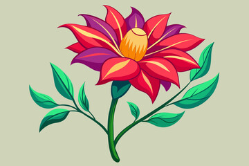 illustration of a flower ,btiflannel-flower-on-stem-hand-drawn-vector-illust