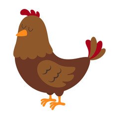 cute cartoon hen isolated