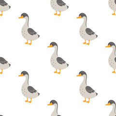 seamless pattern with cartoon goose - obrazy, fototapety, plakaty