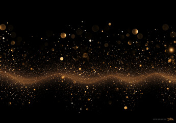 Golden abstract background, Festive black and gold glitter texture background, Golden particle background