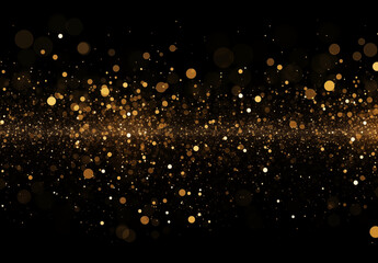 Sparkling Golden glitter on a dark background, Golden particle background, Gold sparkles background 