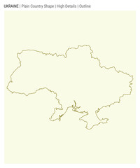 Ukraine plain country map. High Details. Outline style. Shape of Ukraine. Vector illustration.