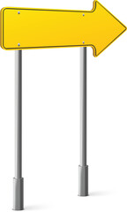 Yellow street sign board on metal pole
