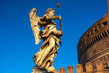 a statue by Bernini on the Sant'Angelo bridge in Rome