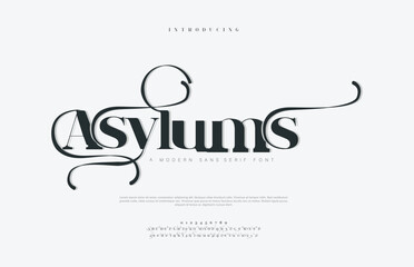 Asylums, abstract simple fashion wedding alphabet elegant ligature typography typeface logo design for brand - obrazy, fototapety, plakaty