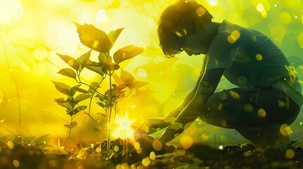 Conceptual image of a person planting seeds 