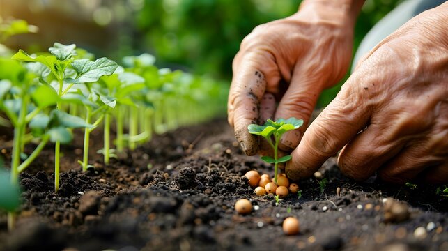 Conceptual image of a person planting seeds 