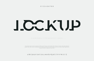 Lockup, creative modern urban alphabet font digital abstract Mowlem futuristic font for brands