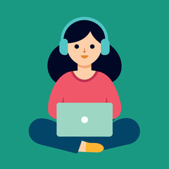 Businesswoman work from home flat illustration