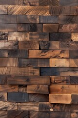 Brown wooden acoustic panels wall texture on wood background for interior design