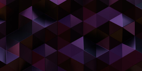 Abstract dark purple polygonal background. 3d rendering. Distorted triangular pattern. Futuristic concept