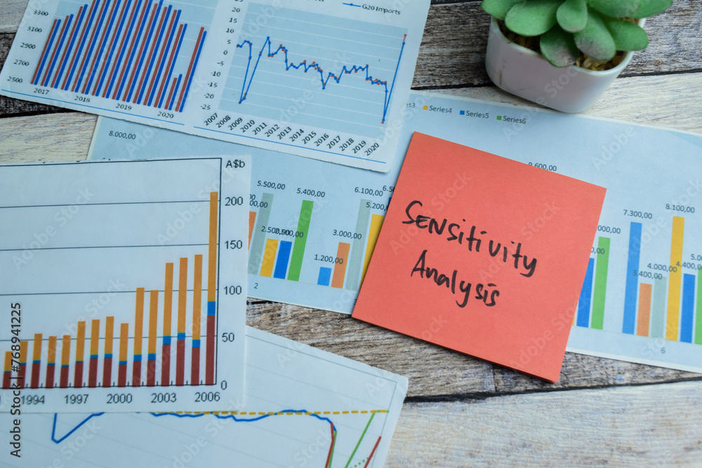 Canvas Prints concept of sensitivity analysis write on sticky notes isolated on wooden table.