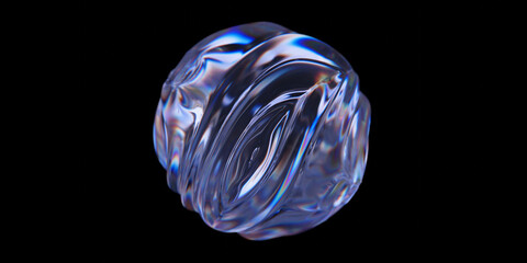 Abstract dispersion glass sphere on black background. Crystal ball. 3d rendering