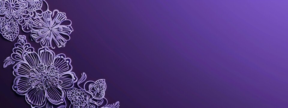 purple background with a white lace pattern on the left side A purple background banner for a website design studio layout design Generative AI