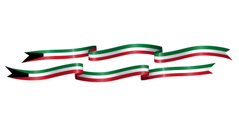 Obraz na płótnie Canvas set of flag ribbon with colors of Kuwait for independence day celebration decoration