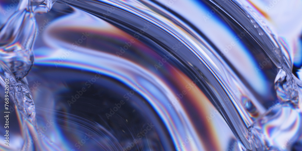 Poster glass surface with dispersion. transparent fluid with refraction. abstract background with ripples. 