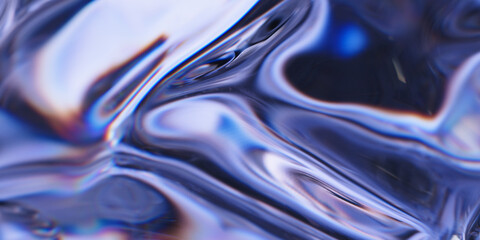 Melting ice surface with refraction and dispersion effect. Transparent glass abstract background. 3d rendering