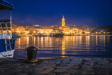 Island town of Krk evening waterfront view - obrazy, fototapety, plakaty