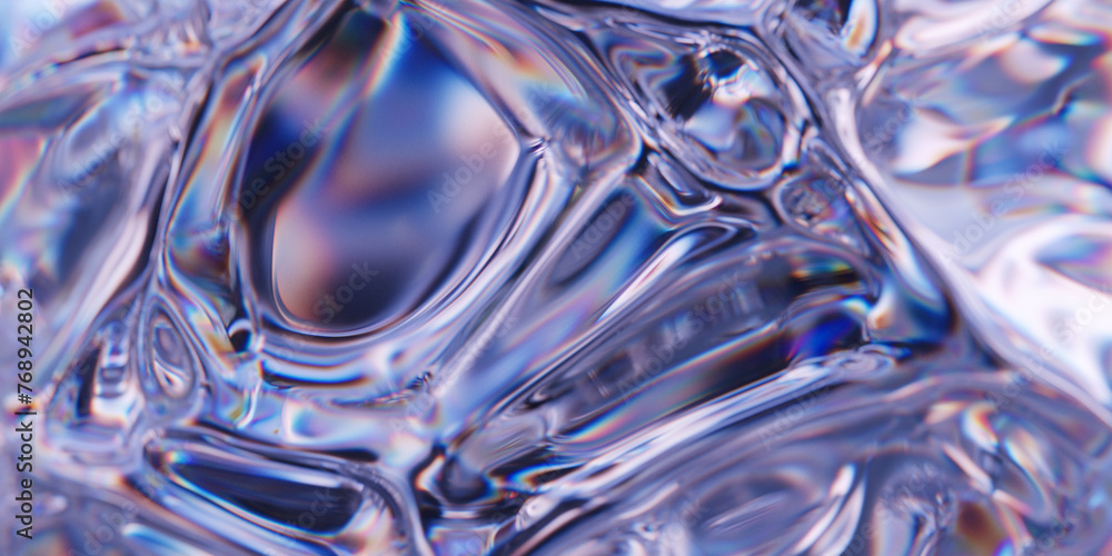 Poster organic bubble glass surface with refraction and dispersion effect. transparent prism substance. abs