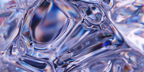 Organic bubble glass surface with refraction and dispersion effect. Transparent prism substance. Abstract background. Prism colors. 3d rendering - 768942802