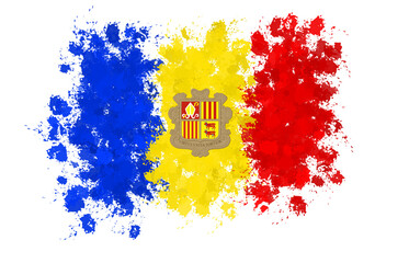andorran flag with paint splashes