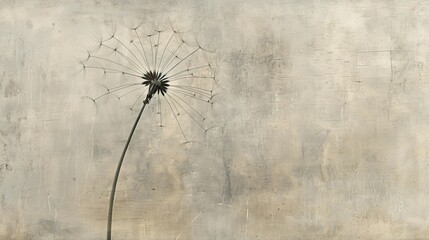 A single dandelion seed against a muted monochromatic background