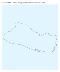 Republic of El Salvador plain country map. Medium Details. Outline style. Shape of Republic of El Salvador. Vector illustration.