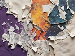 Torn Paper Collage in Grunge Undertones