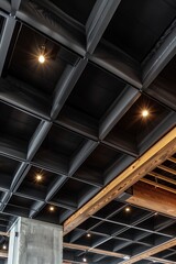 Interior design of modern restaurant ceiling. Steam-punk, pop-art, high-tech, loft design. metal...