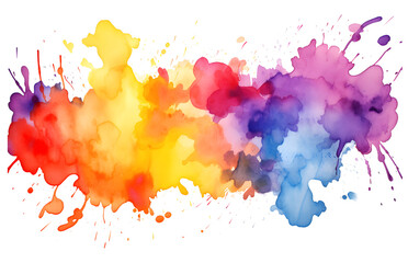 Multicolored rainbow ink stains Splashed with watercolor splashes watercolor vector transparent background