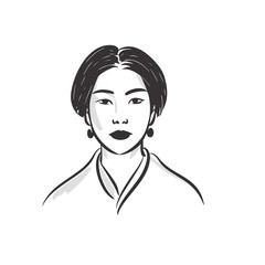 Vector Illustration of a woman with lines drawing for logo,icon, black and white	