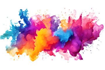 Multicolored rainbow ink stains Splashed with watercolor splashes watercolor vector transparent background