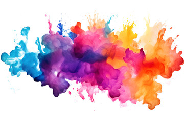 Multicolored rainbow ink stains Splashed with watercolor splashes watercolor vector transparent background - obrazy, fototapety, plakaty