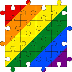 LGBT colors in the puzzle. Minorities concept. Rainbow. Not like everyone else