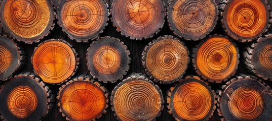 Close up of pine wood timber in industrial lumber yard, showcasing wooden lumber materials