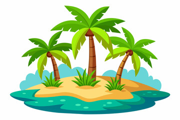 Island and coconuts tree on white background