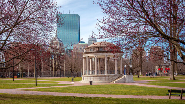 The iconic architecture of the Boston Commons in Massachusetts, USA.