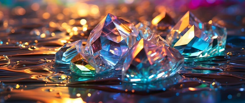 Prismatic crystals of light refract and reflect.