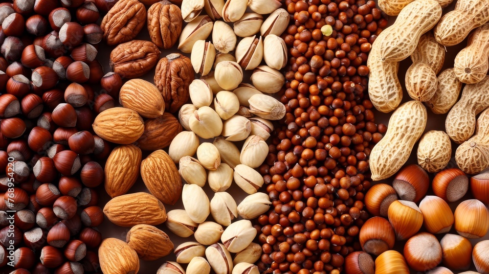 Aufkleber assorted nuts creating a picturesque and versatile natural background for various uses