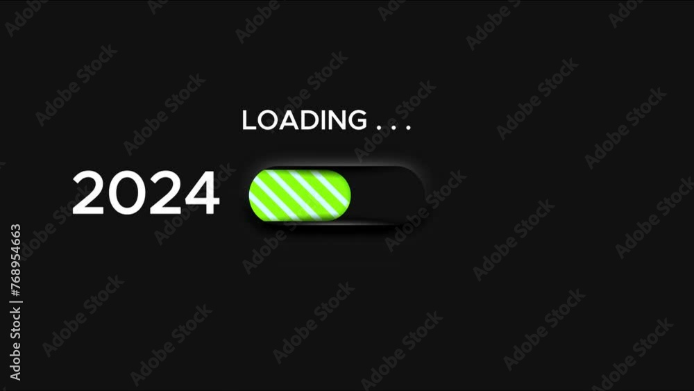 Poster 2024 to 2025 progress loading bar animation on dark background