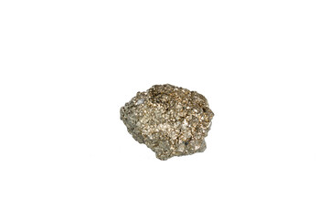 pyrite mineral stone macro on white background
