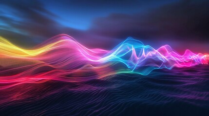 Electric neon currents converge, creating an artificial aurora that bathes the digital landscape in a vibrant symphony of color and motion.