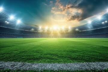 A soccer sports championship background on a playing field.