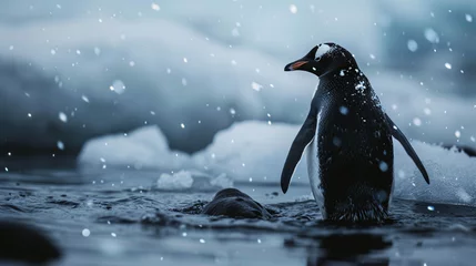 Foto op Aluminium cute little penguin on the antarctica , snow land , winter season © The Thee Studio