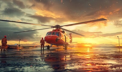 Landing rescue helicopter, Rescue, Emergency concept. - obrazy, fototapety, plakaty