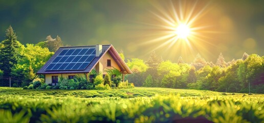 Obraz premium Eco-Friendly Home with Solar Panels