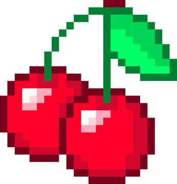 Pixel art cherry vector icon