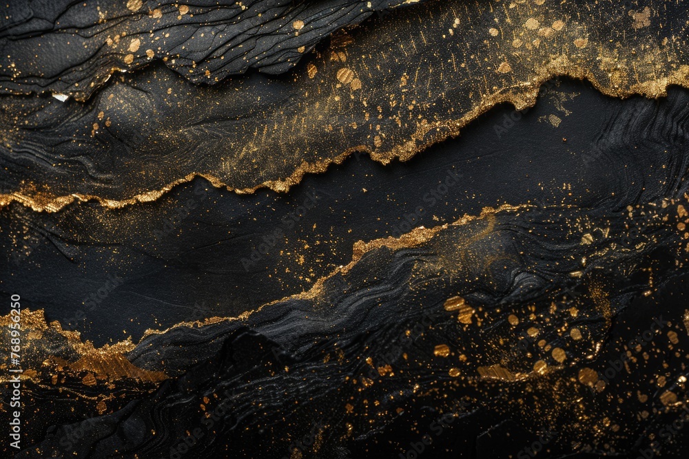 Poster black and gold gradient texture background with copy space for text. abstract grainy texture in gold