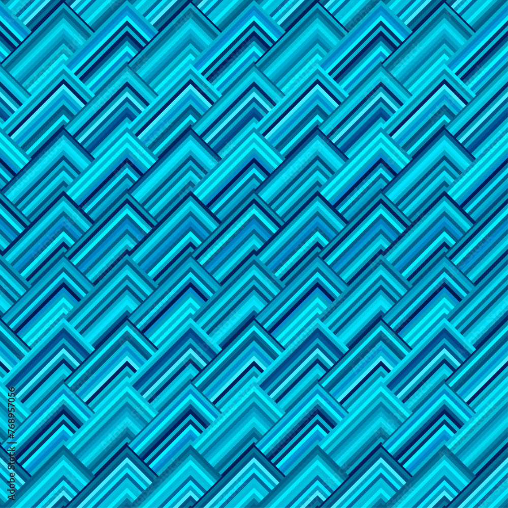Aufkleber Seamless vector image. Teal and turquoise colours herringbone geometric pattern. Vector illustration